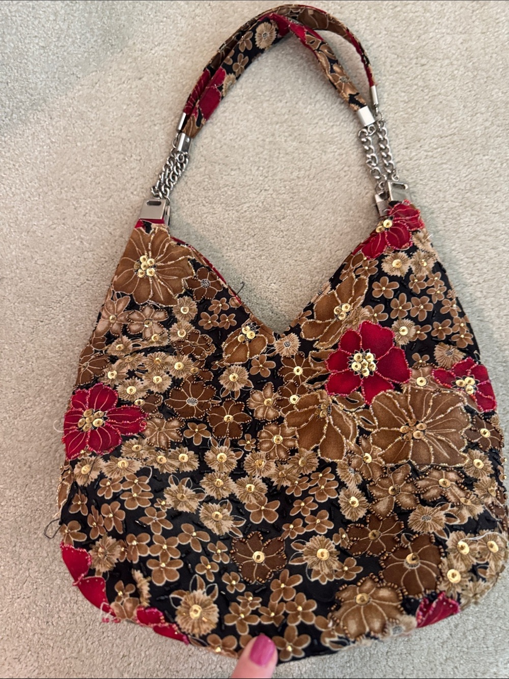 Vintage Sequined Floral Purse.